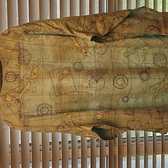 NWT Lands End Traditional Fit Lt Blue Radiance Map Print Linen Men's XL - Picture 7 of 11